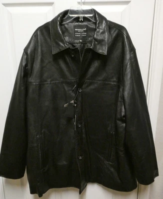Nuevo con etiquetas Abrigo Chaqueta de Cuero de Cordero Negro Pronto-Uomo Para Hombre 2XL Lote de Bolsillos Foto 1 de 4