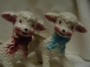 VINTAGE WHITE ICELANDIC NURSERY LAMB BABY SHEEP CERAMIC PLANTERS DOHNE MERINO - Picture 1 of 1