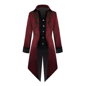 Herren Vampire Gothic Heckmantel langer Anzug Jacke Tops Smoking viktorianische Rockmäntel - Bild 1 von 14