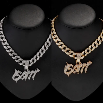 HipHop Iced GOTIT Pendant Necklace Crystal Cuban Chain Charm Fashion Jewelry NEW - Image 1 of 4