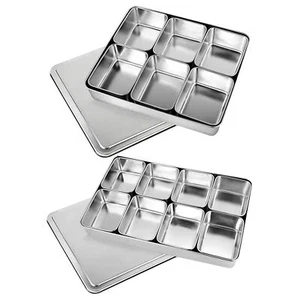 6/8 Grids Spice Jar Stainless Steel Seasoning Box Multi-purpose Condiment - Picture 1 of 14