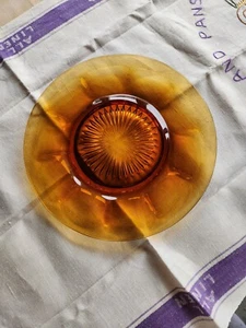 Vntg. Amber Depression Glass 8.5" Serving Plate Platter  Art Glass - Picture 1 of 4