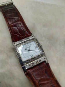 Brighton Plymouth Watch Square Face Leather ReversibleBand Black Red New Battery - Picture 1 of 14