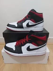 New Jordan 1 Mid Gym Red Black Toe Men's UK SIZE 11.5 EU 47 - Picture 1 of 9