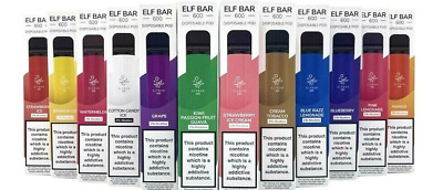 ELF BAR 600Puffs Disposable Vape Bars 0mg Zero Nicotine Pod Kit Strawberry Bull • 6.16£