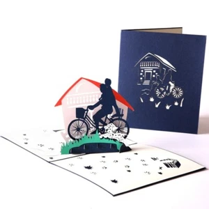 Father's Day 3D Pop-Up Card – Loving Father & Child on Bicycle with Envelope - Picture 1 of 6