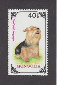 Sello postal retrato cuerpo completo arte perro YORKSHIRE SILKY TERRIER Mongolia MNH - Imagen 1 de 1
