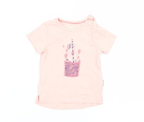 soft slub cotton print baby T-shirt sun cloud pink main image 0