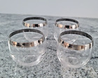 Vintage Silver Rim Roly Poly Dorothy Thorpe Coctail Lot Of 4 MCM Glasses Bar