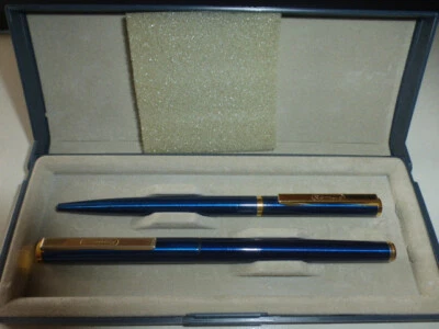 Schönes Schreibset ROMUS mit Patronenfüller und Kugelschreiber blau/gold - Bild 1 von 2