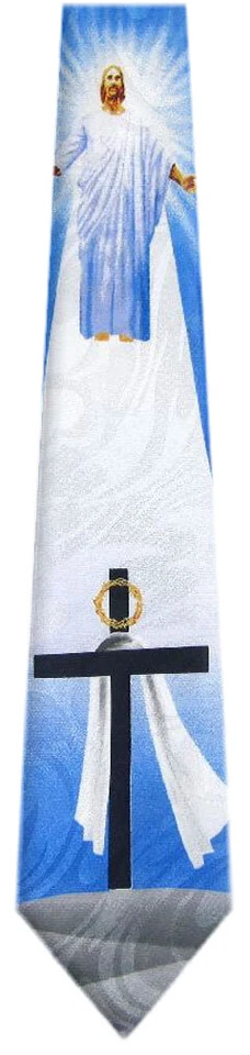 Corbata religiosa para hombre negra azul gris El Señor ha resucitado Jesús Crucifijo Foto 1 de 1