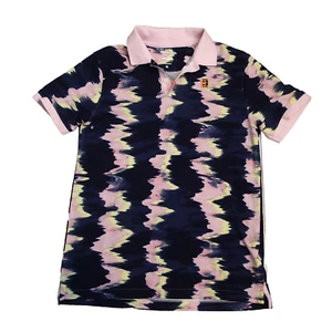 The Nike Polo Men's Pink & Blue Slim Fit Dri Fit Printed Tennis Court Size m - Picture 1 of 14
