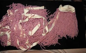 8.6 Yds ANTIQUE 1920s Czechoslavakia PEACH PINK IRIDESCENT Glass FRINGE 4" wide - Picture 1 of 6