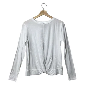 Bobi Twist Hem Tee Size Small Long Sleeve Top White 100% Cotton 54B-60000 - Picture 1 of 8