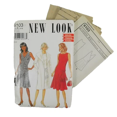 New Look 6103 Misses Dress Jacket Pattern Size 6-16 Uncut Drop Waist Tie Collar - Image 1 of 4