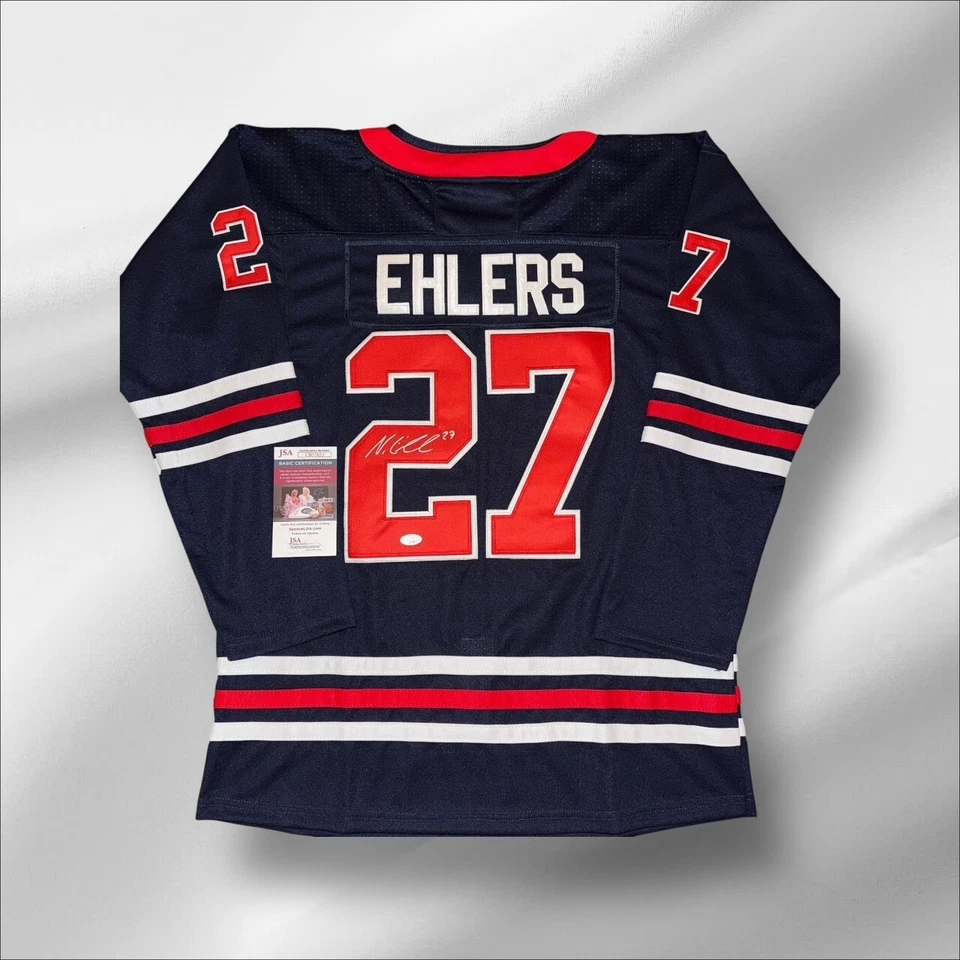 CAMISETA PERSONALIZADA FIRMADA/AUTOGRAFIADA DE NIKOLAJ EHLERS WINNIPEG JETS CERTIFICADO DE AUTENTICIDAD JSA ¡BONITA! Foto 1 de 2