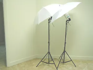 Photography Umbrella Lighting Kit W/Stand With 3 Back Drops Green, Black & White - Picture 1 of 4