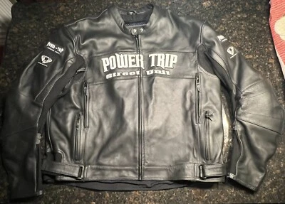Chaqueta de moto blindada de cuero negra Power Trip para hombre talla 56 (XL) Foto 1 de 4