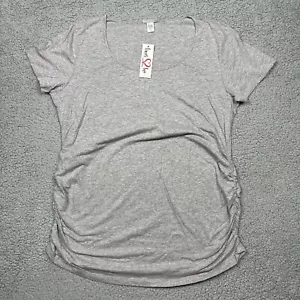 Times Two Maternity Shirt Womens 2X Short Sleeve Heather Gray Ruched Tunic - Picture 1 of 6