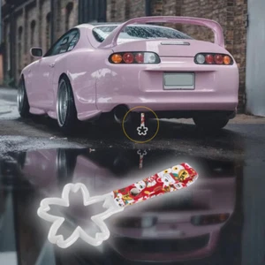 White Sakura Flower JDM Ring Tsurikawa Train Bus Car Handle Strap -RD Cats Nylon - Imagen 1 de 7