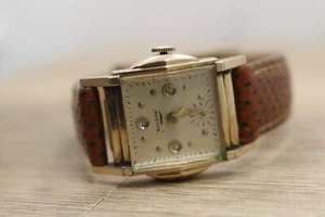 Bulova 10k RGP Case Mens Art Deco Case 10AE Diamond Dial Watch Runs - Picture 1 of 6