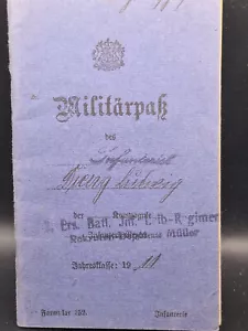 Militärpass 1911 Wehrpaß 2. Ersatzbatl. Infanterie Leib Regiment Artois Arras - Picture 1 of 14