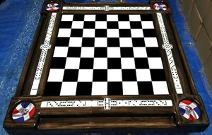 Dominican Themed Chess or Checkerboard Domino Table by Domino Tables by Art - Picture 1 of 5
