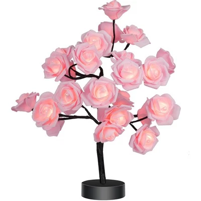Linda lámpara de árbol rosa flor decoración de habitación para dormitorio día de la madre cumpleaños Foto 1 de 4