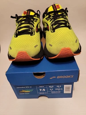 Brooks EUC Adrenaline GTS22 Neon Green/ Black  1103661D-736 Men 7.5 (Women 8.5) - Image 1 of 4