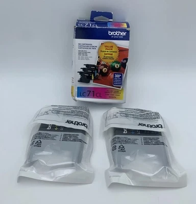 Genuine Brother LC71CL Color Ink Cartridges Yellow Cyan Exp 11/25 - Image 1 of 4