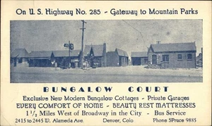 Denver, CO Bungalow Court Denver County Chrom Original Vintage Postkarte - Bild 1 von 2