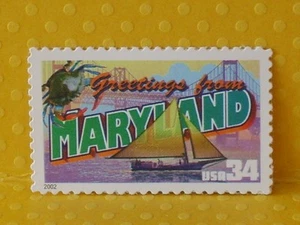 Vintage Single 34c US Postage Stamp "Greetings from Maryland" - No. 3580 - Bild 1 von 1