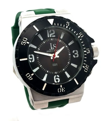 Reloj para hombre Joshua & Sons JS-38-GY audaz esfera negra correa de silicona verde Foto 1 de 3