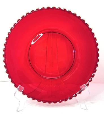 Dalzell Viking Ruby Red Charger Plate 10” Candlewick Edge Handmade USA Rare - Image 1 of 4