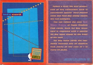 1993-94 Topps Stadium Club Basketball 1st Day Issue Info Card - Picture 1 of 1