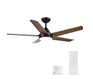 Yuhao 48 in. Color Changing LED Indoor Brown Ceiling Fan with Light & Remote - Picture 1 of 11