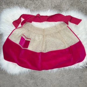 APRON Pink Velvet Gold Shiny Metallic Hearts Feminine Pretty Cute Photo Shoot - Picture 1 of 7