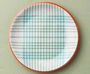Four (4) Hearth & Hand™ ~10.5" Melamine Dinner Plates ~ SUMMER PLAID ORANGE - Picture 1 of 6