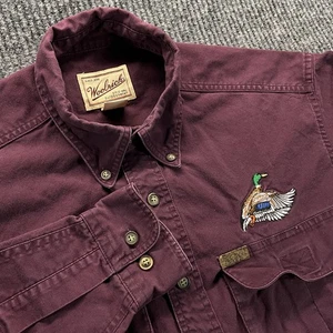 Camisa Woolrich Para Hombre Mediana Pato Bordada Caza Exterior Bolsillos - Imagen 1 de 17