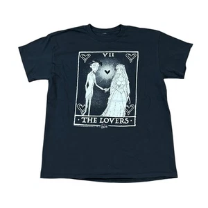 Corpse Bride "The Lovers" T-Shirt Mens Size L Black Tarot Card Graphic - Picture 1 of 7
