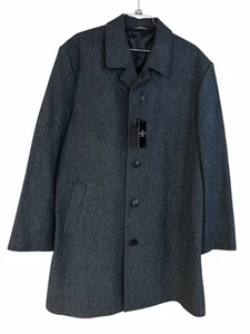 London Fog Men’s Dark Gray Wool Blend Trench Coat 44R Long Warm Dressy $350 - Picture 1 of 5