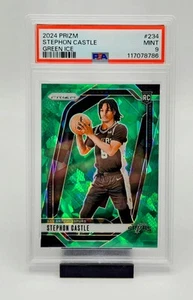 Panini Prizm Stephon Castle #234 Green Ice Prizm RC Spurs 2024 PSA 9 como nuevo - Imagen 1 de 2