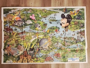 Mapa de póster de Walt Disney World Resort alrededor de 1990 Magic Kingdom EPCOT MGM Studio  - Imagen 1 de 7