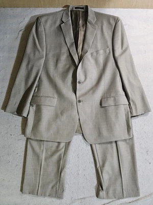 Traje Calvin Klein Signature 100 % lana 2 piezas beige espiga para hombre talla 46R 40x30 Foto 1 de 4