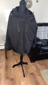 Men's Hooded Black Rain Windbreaker Jacket - X-Large - Picture 1 of 8
