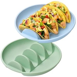 Silicone Taco Plates Holder Set of 2, 9.76" Taco Holder Plates with Dividers ... - Picture 1 of 7
