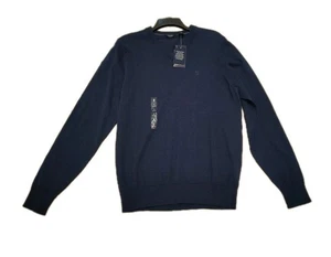 IZOD Fine Gauge V Neck Sweater Men's Size Small Natural Stretch Blue Pullover - Picture 1 of 17