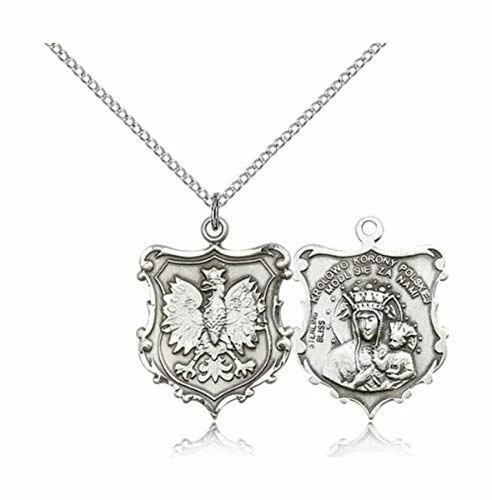 Bliss medalha pingente de prata esterlina Nossa Senhora de Czestochowa, 1 polegada - Imagem 1 de 1