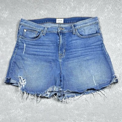 Hudson 短裤女式 32 码蓝色 Valeri 袖口牛仔裤破旧 — 第 1/4 张图片