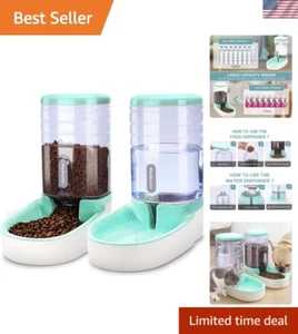 Automatic Dog Cat Feeder Water Dispenser Set 1 Gallon Capacity Easy Use Indoo... - Picture 1 of 8